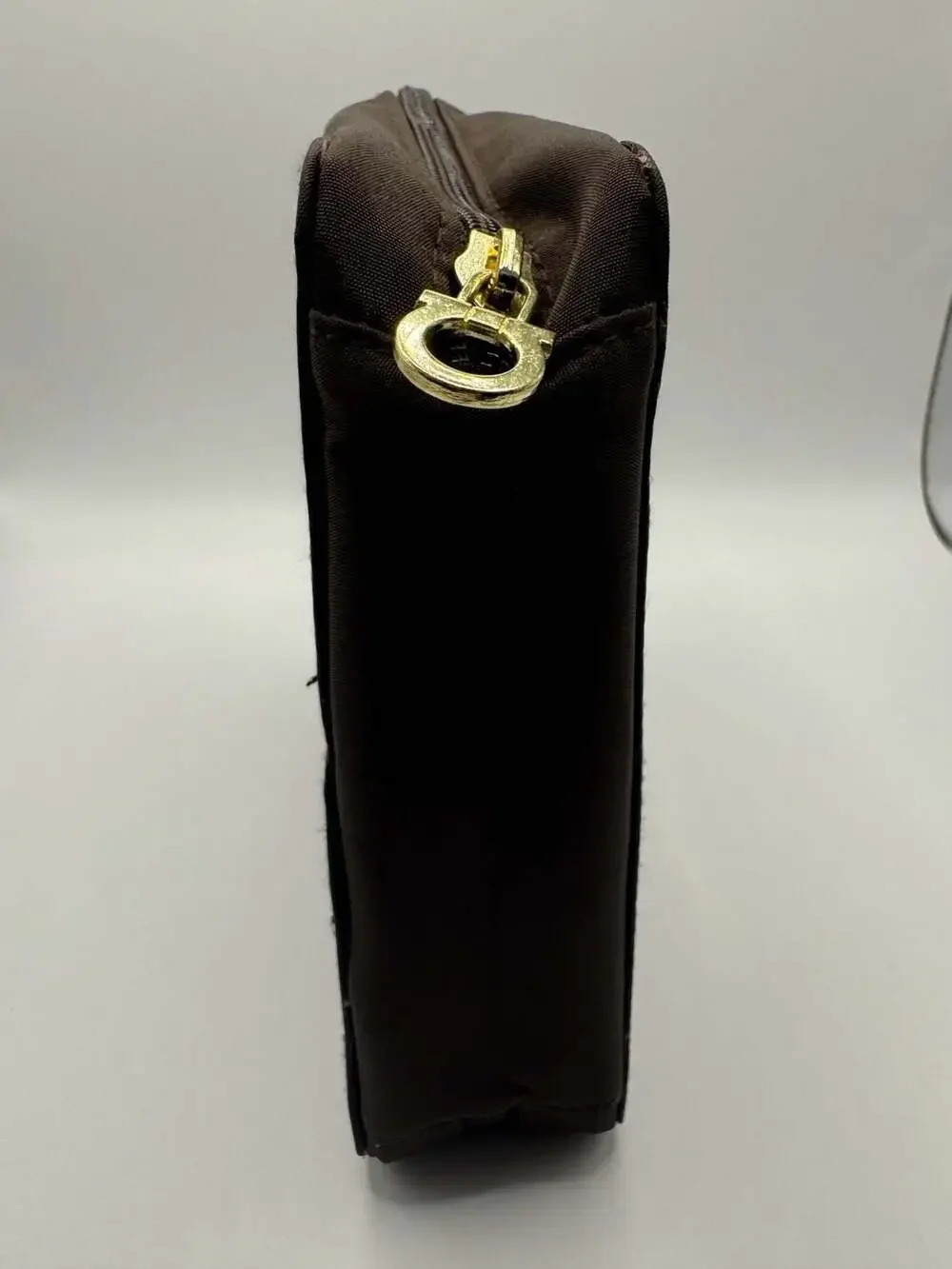 Salvatore Ferragamo Parfums Brown Fabric Toiletry Cosmetics Case GWP